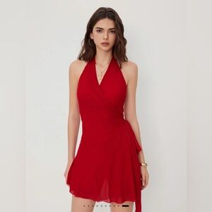 💋NWT Elegant Red Halter Wrap Dress
